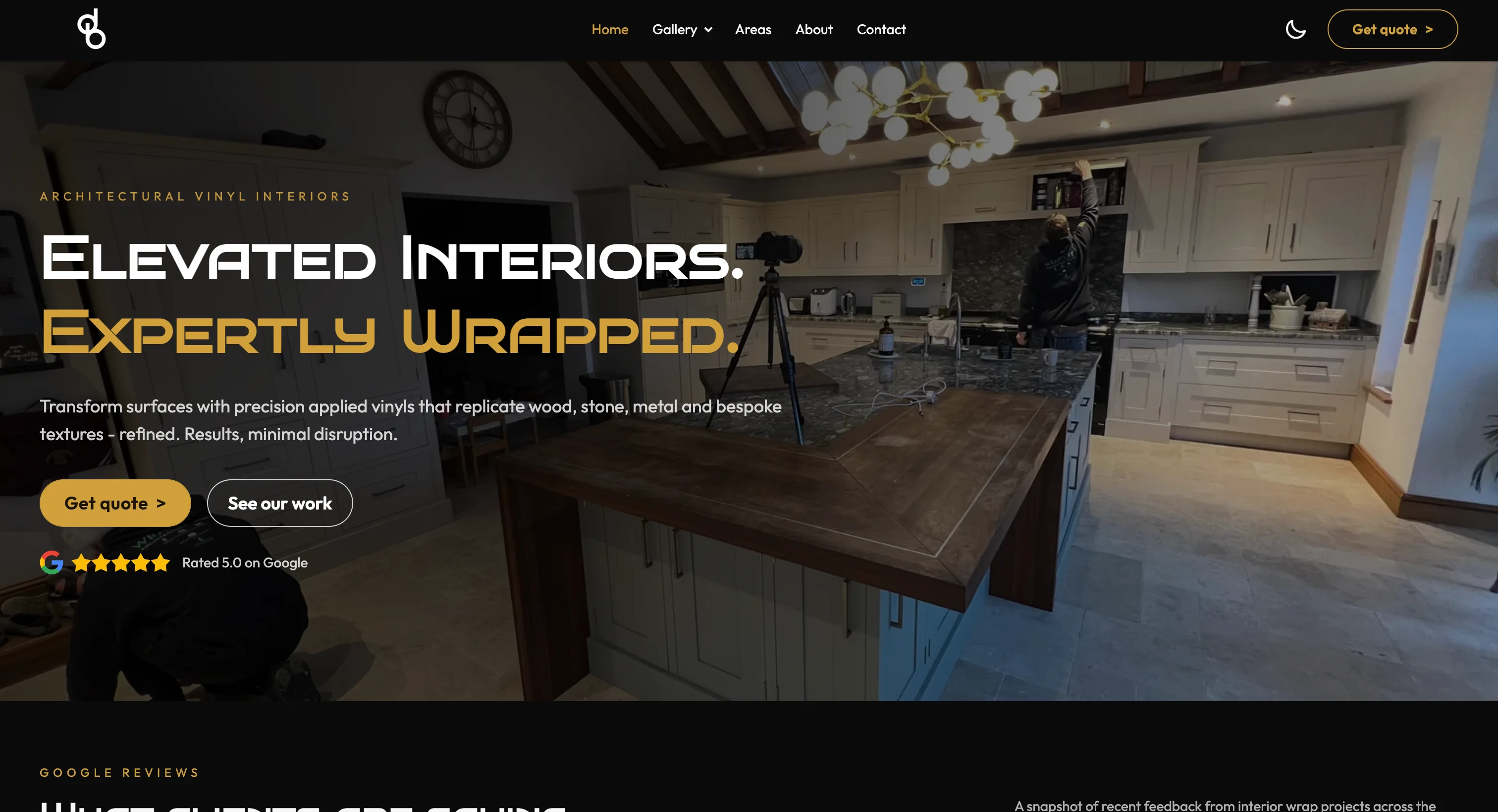 DB Wraps website hero showing the core service and primary call-to-action
