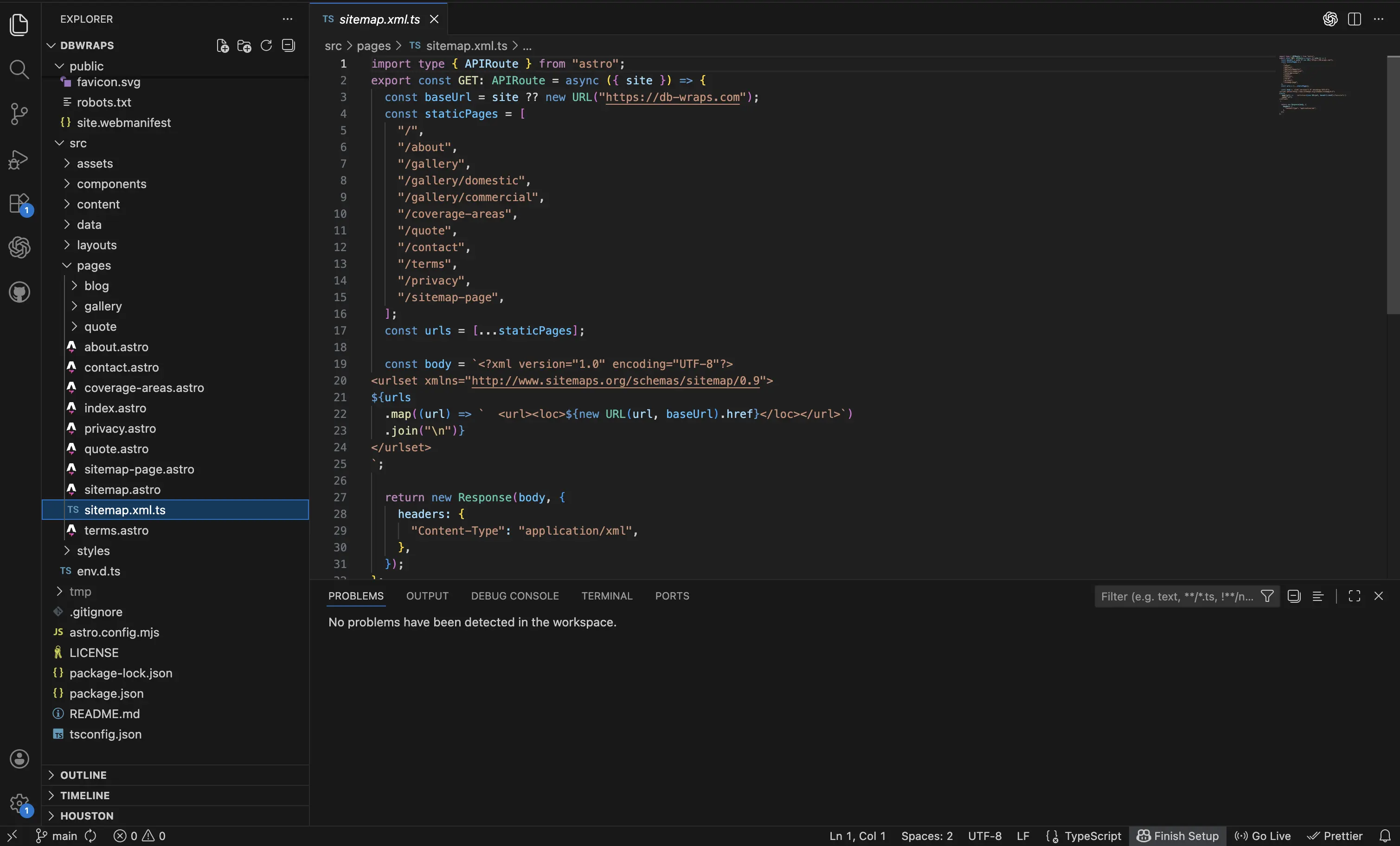 SEO technical proof including sitemap, robots, and structured headings