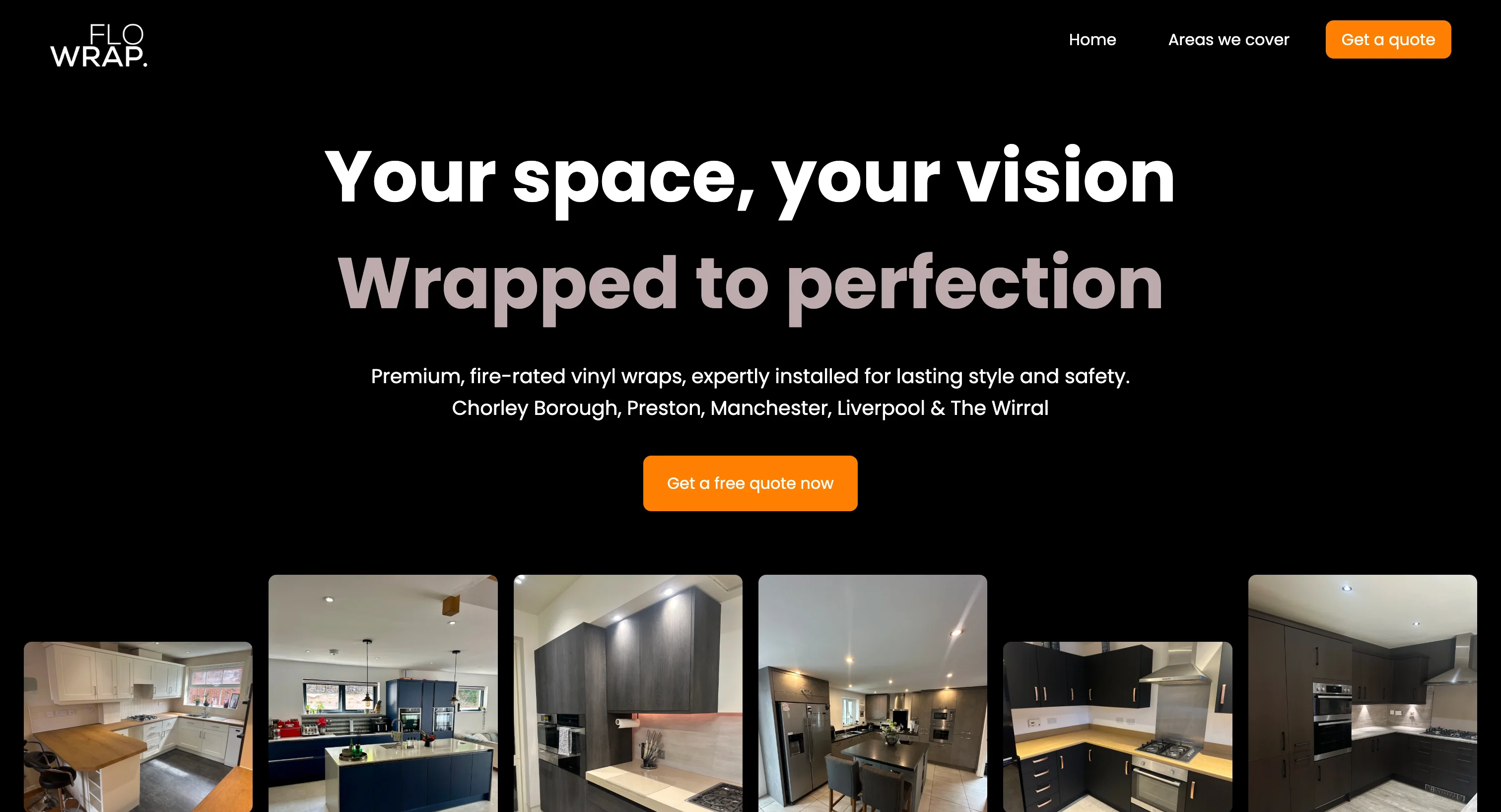 Flowrap home screen with primary headline and get a quote call to action