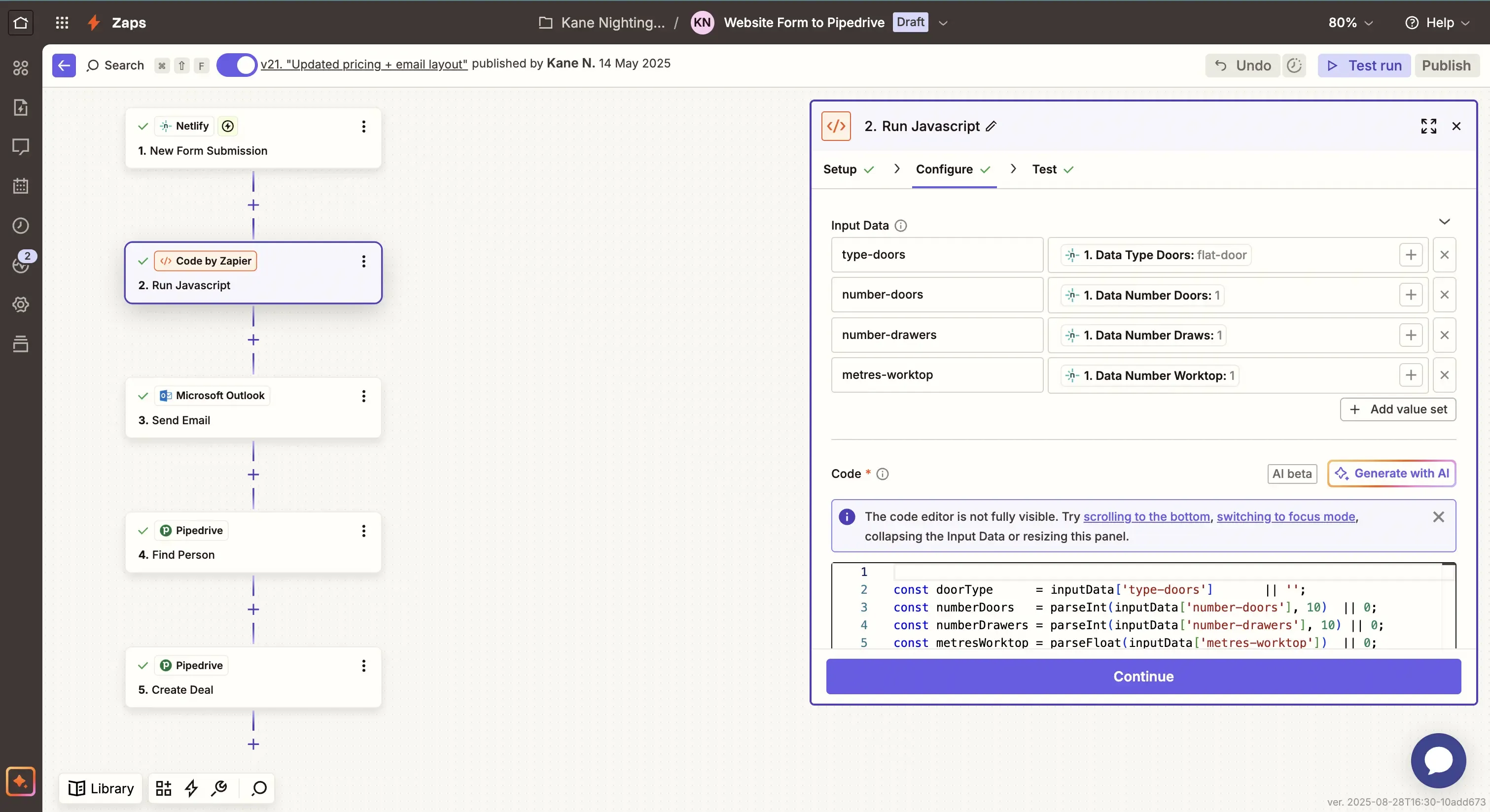 Zapier automation and connected system steps
